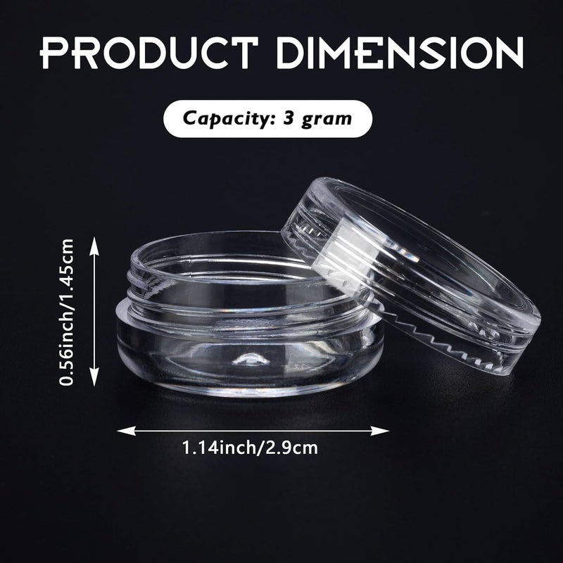 HPPFFY 50 Count 3 Gram Sample Containers, Clear Lip Balm Containers with Lids, Small Plastic Sample Jars with 4 Mini Spoons, 50pcs Labels (Clear Lid) - Image 2